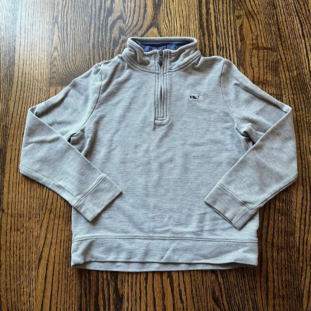 Vineyard Vines Gray Quarter Zip Pullover Sweatshirt (7Y)